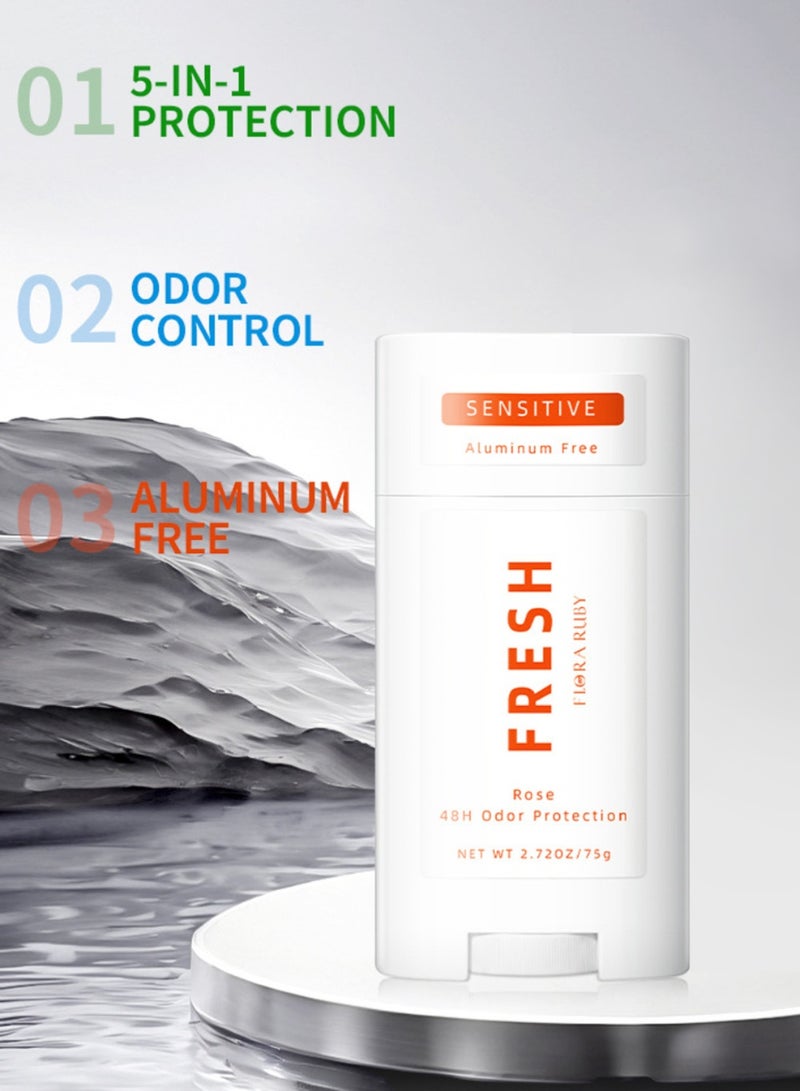 Flora Ruby ستيكر ديودورانت وردي للجسم 75 جم – تحكم في الرائحة لمدة 48 ساعة، خالي من الألومنيوم، رائحة الورد والشمسية، مضاد للعرق للرجال والنساء، مناسب للبشرة الحساسة، نقاء طويل الأمد، مكونات طبيعية، ستيكر ديودورانت بسطح سلس للتطبيق - Image 4